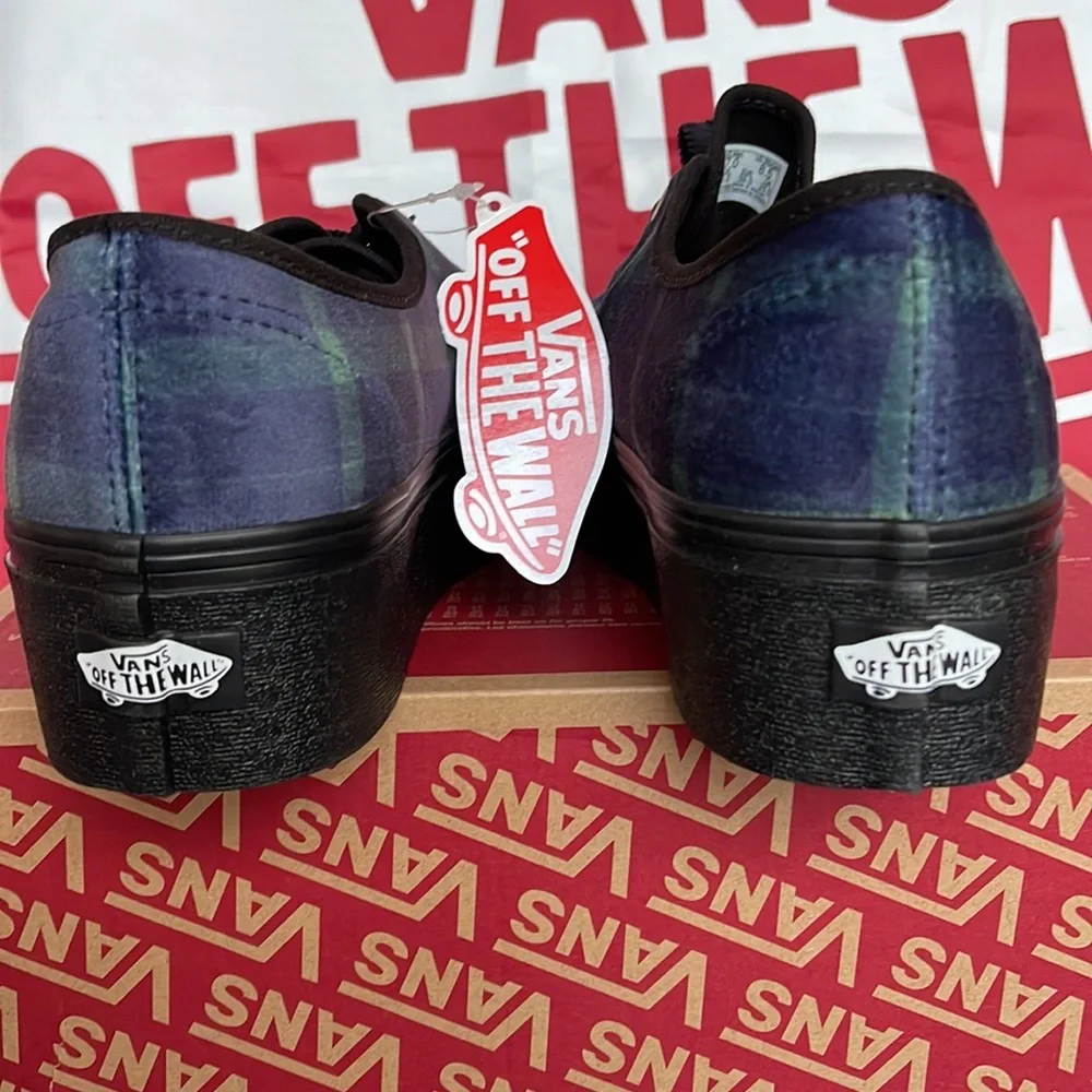 Vans Authentic Stacked Velvet Plaid Green/Black VNOA5KXX203 WMNS Platforms